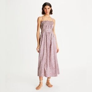 Tory Burch Purple Floral Ruffle Ato Maxi Sundress